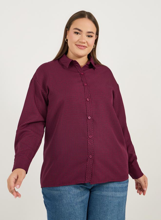 Styli Plus Size Checked Oversized Shirt - Image 3