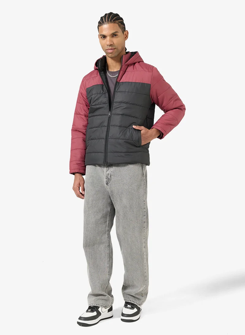 Seventy Five  Casual Zip Through Puffer Jacket With Hood for Men | Best Price UAE
