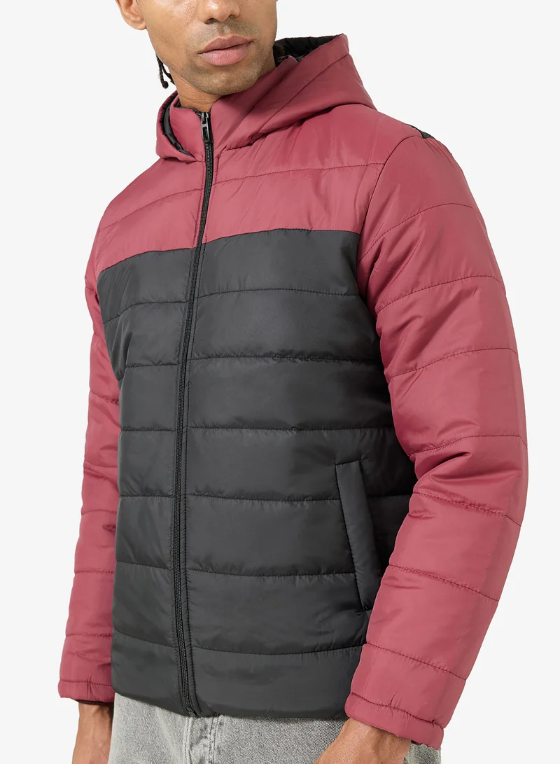 Seventy Five  Casual Zip Through Puffer Jacket With Hood for Men | Best Price UAE