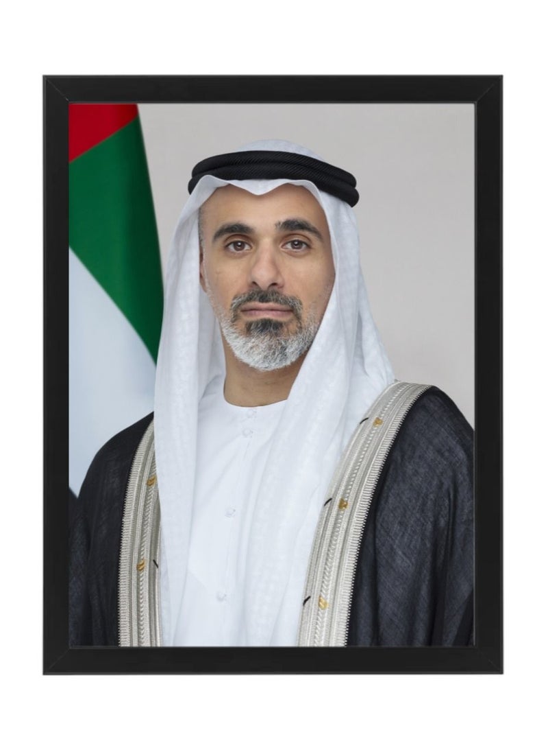 Boomah Accessories - 4-Piece Official Portrait Of HH Shaikh Khalifa Al Nahyan With HH Shaikh Zayed Al Nahyan HH Sheikh Mohamed Bin Zayed Bin Sultan Al Nahyan And  Sheikh Khalid Bin Mohamed Poster With Frame 30x40cm - Image 1