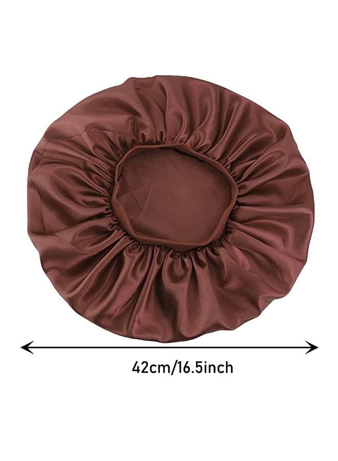 Generic Satin Bonnet Silk Curly Natural Long Hair Sleep Cap Women Maroon 38inch  - Image 3