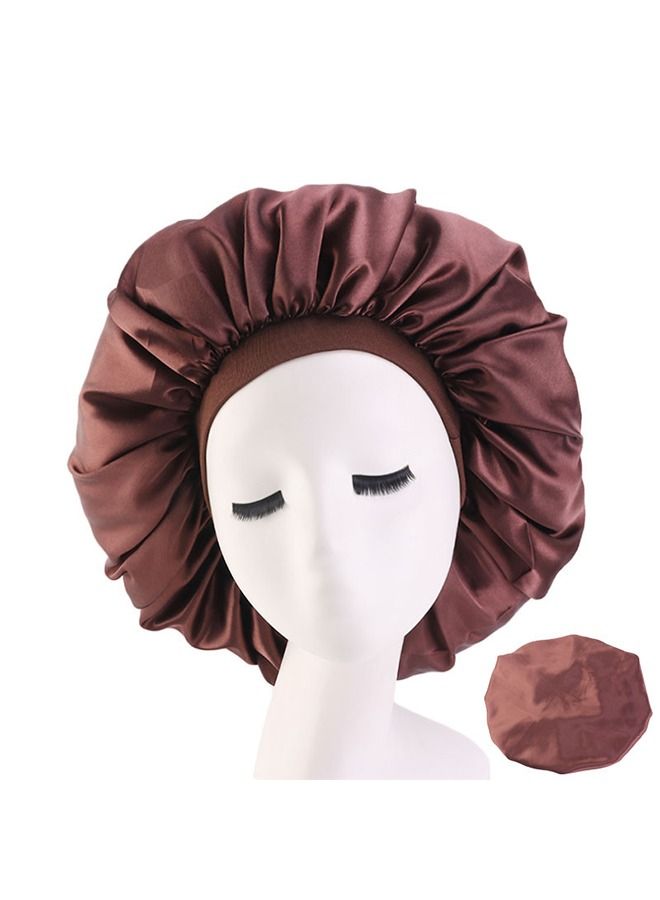 Generic Satin Bonnet Silk Curly Natural Long Hair Sleep Cap Women Maroon 38inch  - Image 2