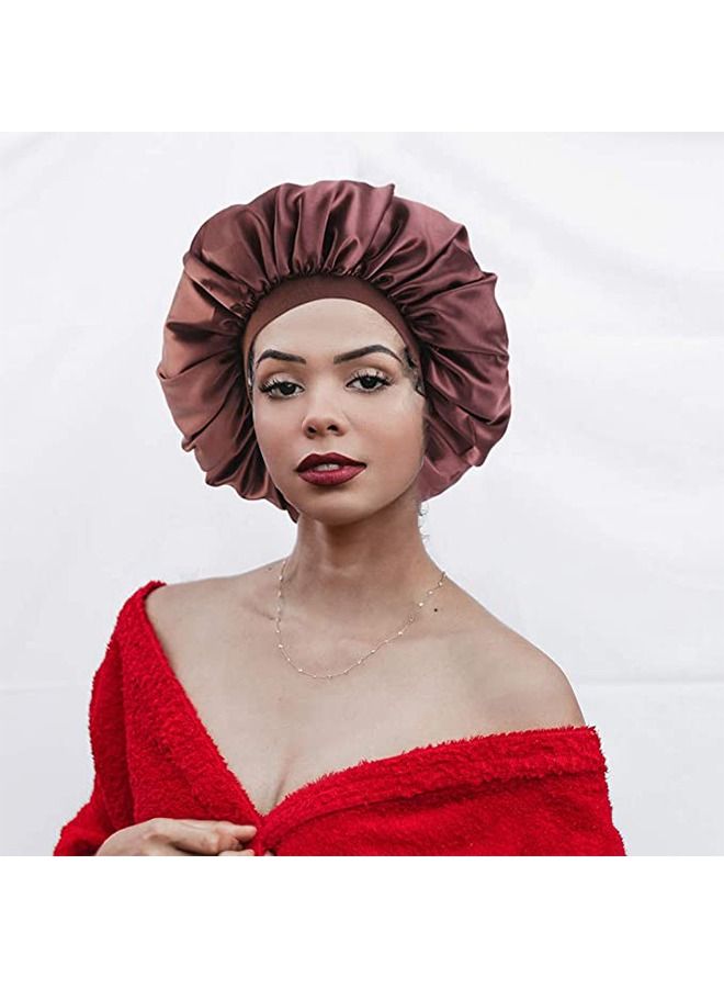 Generic Satin Bonnet Silk Curly Natural Long Hair Sleep Cap Women Maroon 38inch  - Image 4