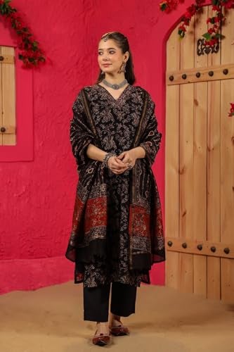 Kalaanj Kurta Set For Women || 3pic Kurta For Women (SSP-244-277-278) (Black, 2XL) - Image 2