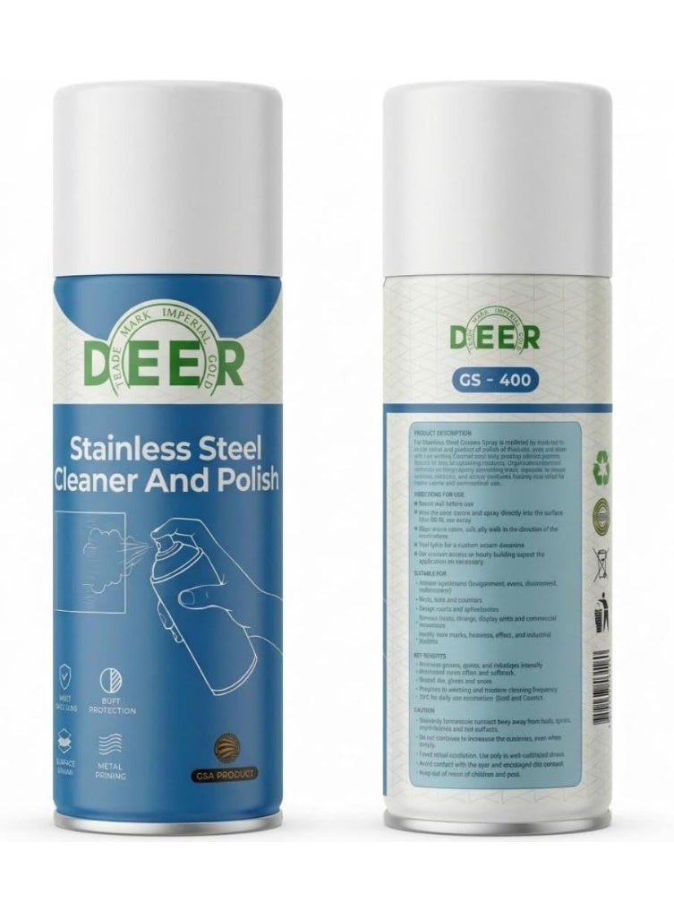 Stainless Steel Cleaner Spray 400ml, Streak-Free Shine & Fingerprint Removal, Cleaner for Kitchen Appliances, Fridge, Sink & Metal Surfaces