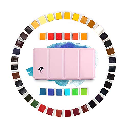 Paul Rubens Artist Grade Watercolor Paint 48 Colors Solid Cakes with Portable Metal Box for Artists Beginners Hobbyists Students - Image 1