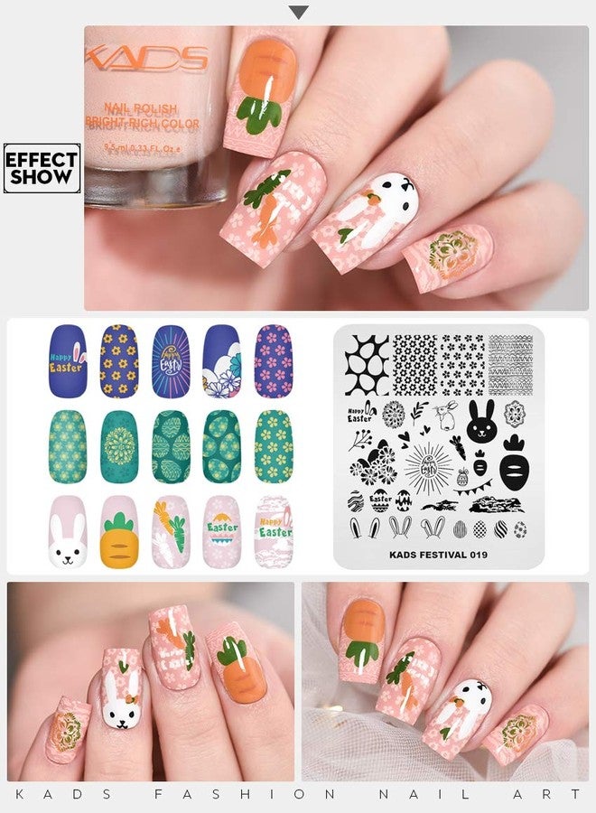KADS Nail Stamping Plate Easter Nail Art Stamp Template DIY Image Template Manicure Stamping Plate Stencil Tools (FE019) - Image 5