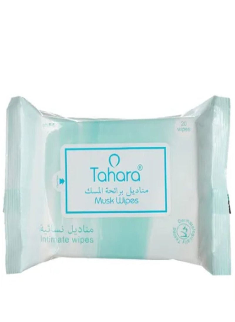 TAHARA Musk scented wet wipes pack contains 20 wipes. white 4g 