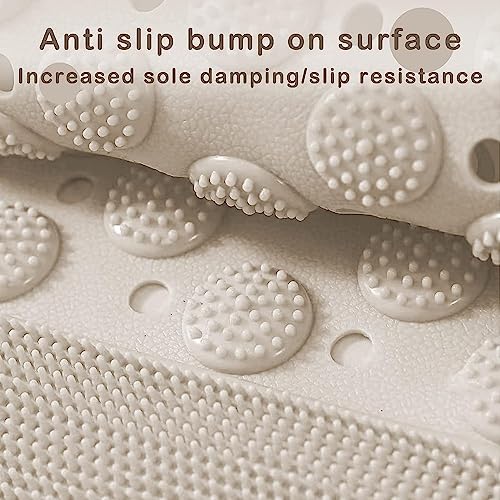 RichAxis Rectangular Anti Skid Bath Mat with Foot Scrubber for Bath Room Shower Mat with Suction Cups & Drain Holes Silicone Floor Mat for Kids & Adults (70 X 35, Beige) - Image 3