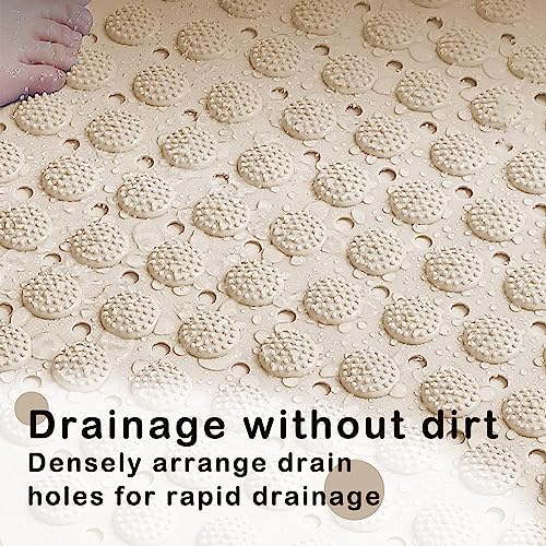 RichAxis Rectangular Anti Skid Bath Mat with Foot Scrubber for Bath Room Shower Mat with Suction Cups & Drain Holes Silicone Floor Mat for Kids & Adults (70 X 35, Beige) - Image 5