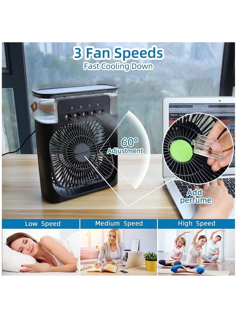 WEEDASI Portable Air Conditioner Fan Mini Evaporative Air Cooler with 7 Colors LED Light Timer 3 Wind Speeds and 3 Spray Modes 3555 Black  - Image 4