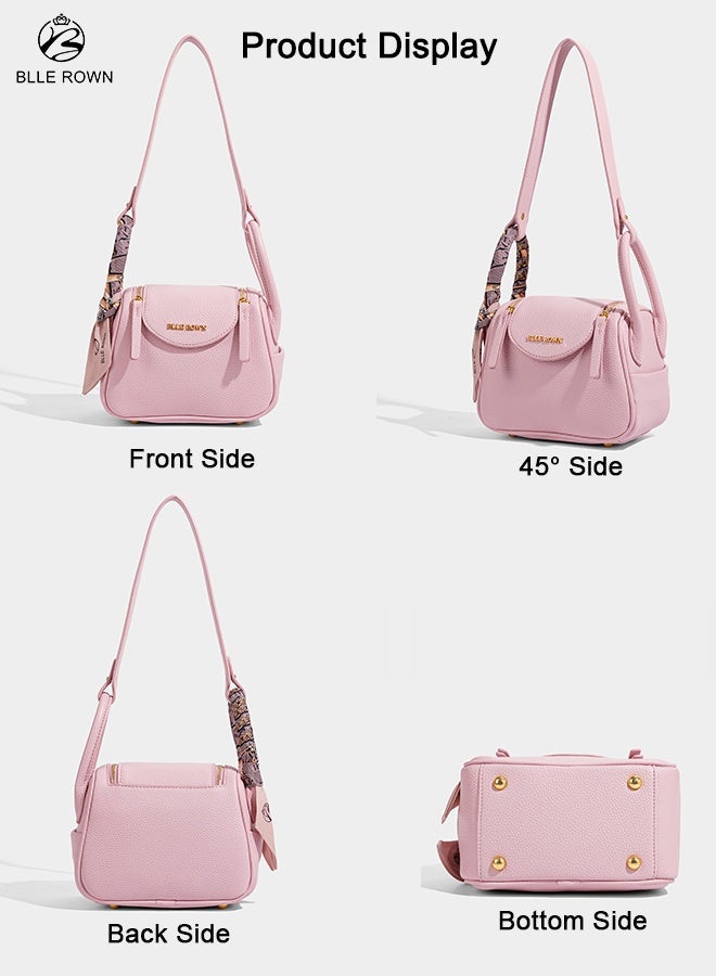 بليه روان شنطة نسائية فاخرة شنطة يد وكتف وكروس مزودة بوشاح أنيق وحزامين بتصميم عصري مثالية للعمل والتسوق والسفر - Image 4