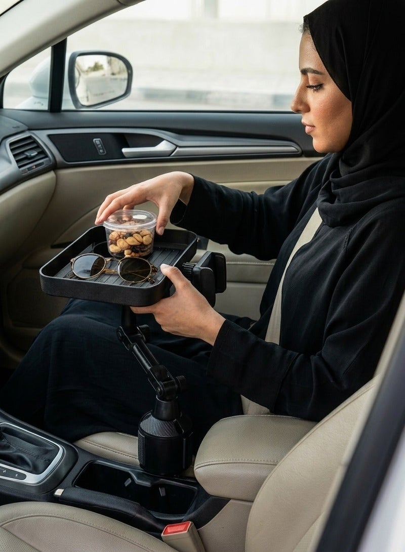 صينية حامل أكواب للسيارة 2 في 1 مع حامل جوال – منظم قابل للفصل ومضاد للانزلاق للمشروبات والوجبات الخفيفة والطعام ومستلزمات السفر - Image 3
