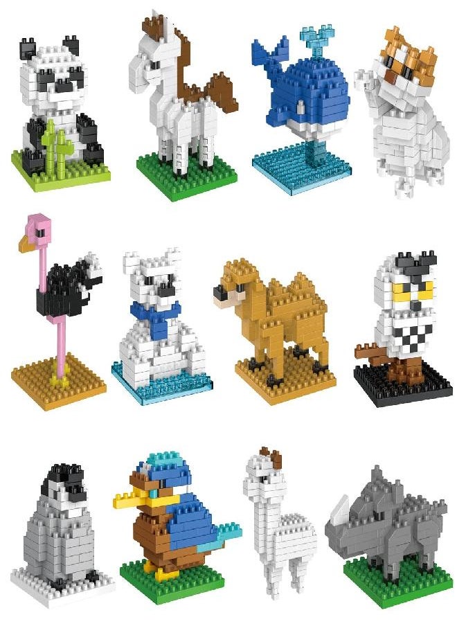 FUN LITTLE TOYS FUN LITTLE TOYS Mini Animals Building Blocks Sets for Goodie Bags, Prizes, Birthday Gifts, Party Favors for Kids 12 Boxes  - Image 1