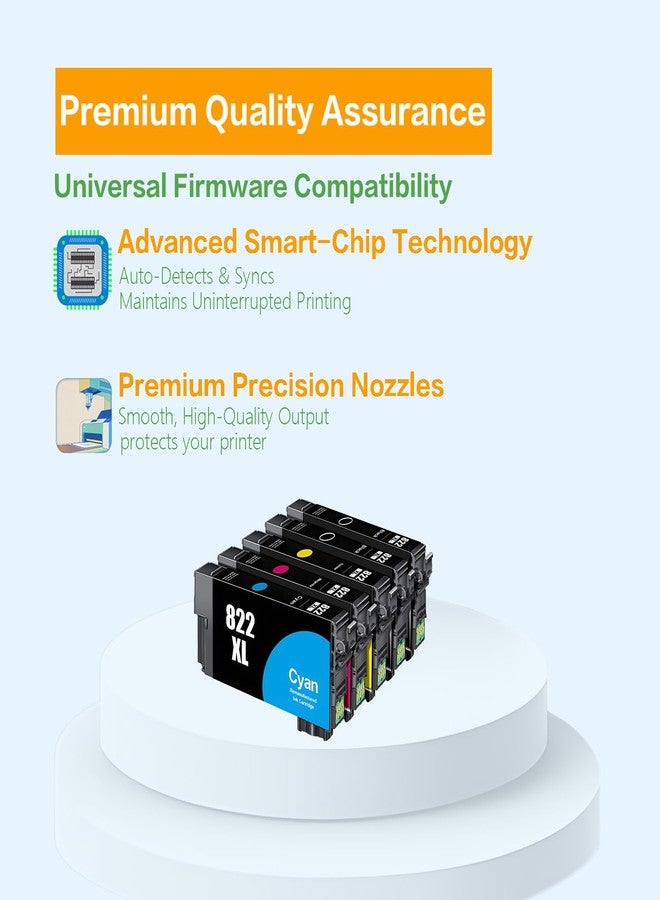 كن واحدًا خراطيش حبر BeOne 822XL عالية الإنتاجية، بديل معاد تصنيعه لخراطيش حبر Epson 822XL، عبوة كومبو 822 XL لطابعات Epson WF-3820 WF-4820 WF-4830 WF-4833 WF-4834 WF-3823 (عبوة من 5 خراطيش) - Image 5