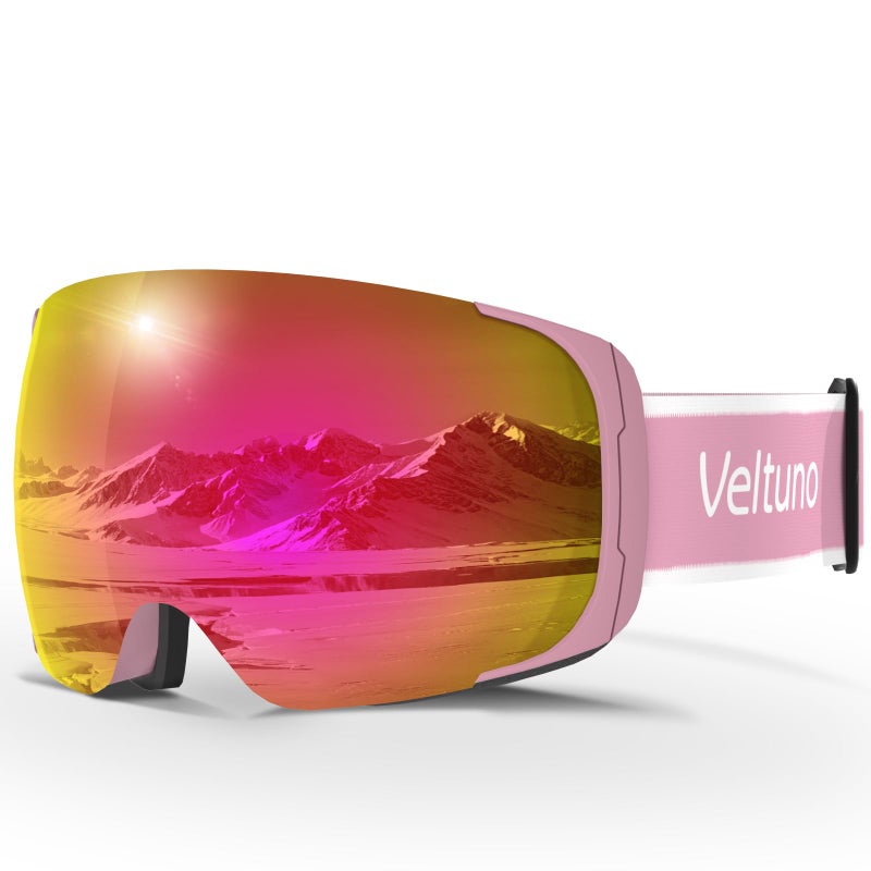 Veltuno Ski Goggles For Men Women Adult & Youth  Otg Snowboard Goggles Anti Fog  Snow Goggles Uv Protection Wide Vision (Pink Frame/Revo Pink Lens (Vlt 14.0%)) - Image 1