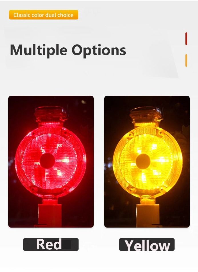 SUNRISE - Warning Flashing Traffic Cone LED Red Light, LED Solar Powered Road Construction Cone Traffic Flicker Beacon Lamp - Image 1