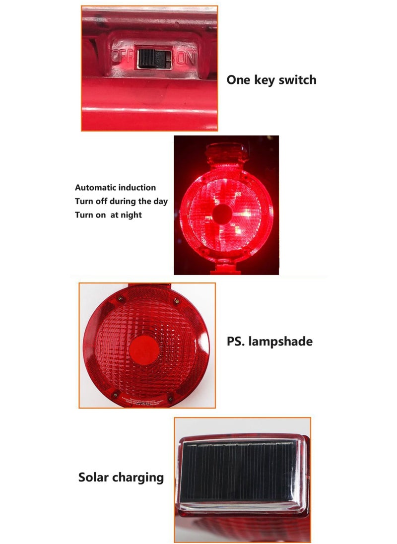 SUNRISE - Warning Flashing Traffic Cone LED Red Light, LED Solar Powered Road Construction Cone Traffic Flicker Beacon Lamp - Image 1