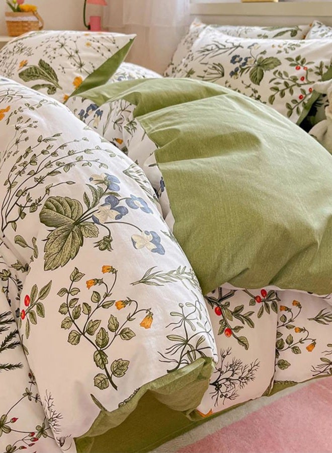 KAREVER Botanical Comforter Set Full White and Sage Green Floral Plant Bedding Set Garden Pattern Printed on White Reversible Blanket 3 PCs 1 White Comforter 80"x90" and 2 Pillowcases - Image 5