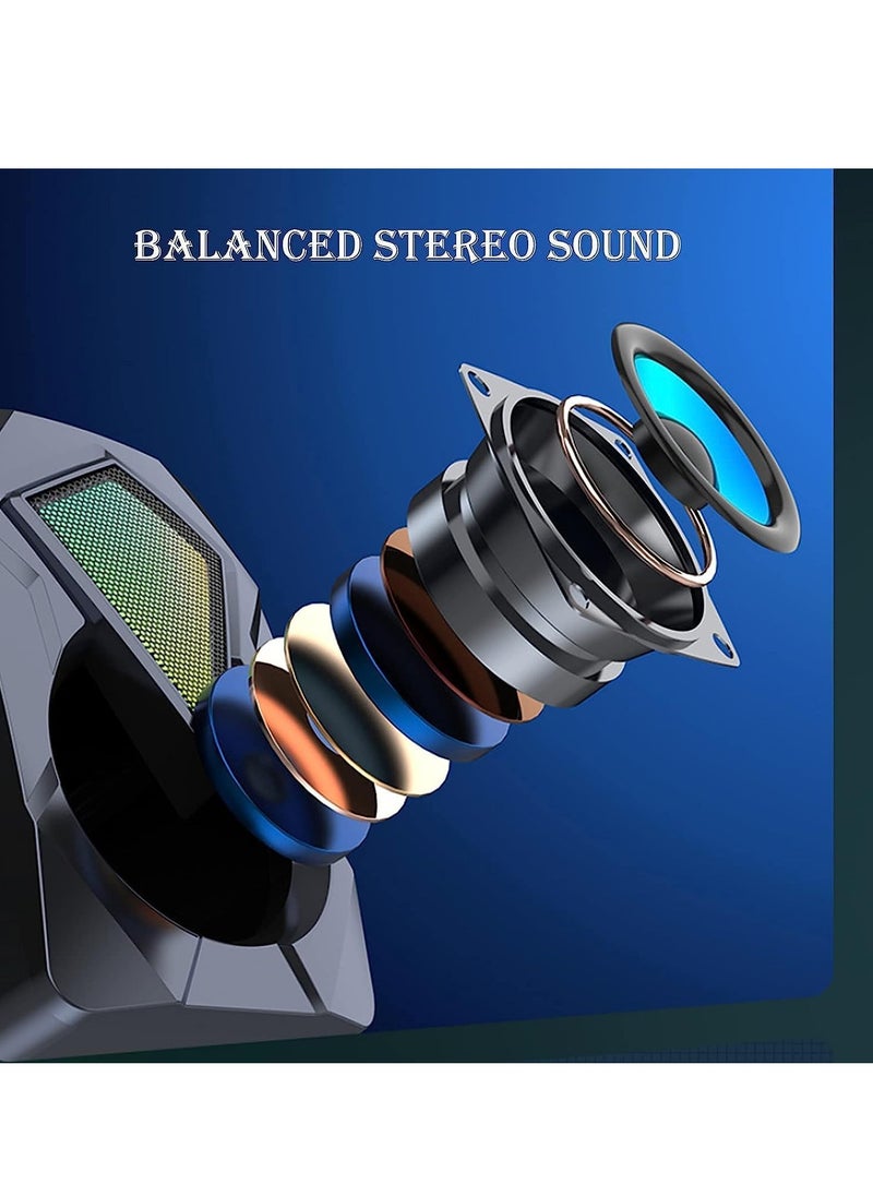 Forev FV-209 Computer Gaming Speakers - 3W*2 RGB Lights Wired Stereo Mini - 3.5mm Jack + 2.0 USB Powered For Gaming/Movie/Music/PC/Laptop  - Image 4
