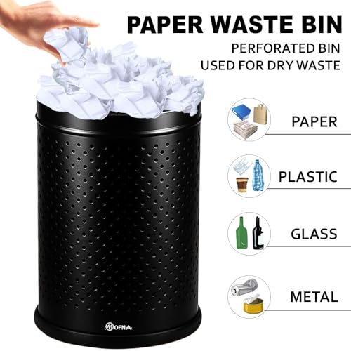 mofna Stainless Steel Perforated Dustbin for Home, Trash Can with Anti-skid Base, Garbage Bin for Bathroom, Office, Bedroom, Kitchen & Toilet or Commercial Use- (7x10 In -6 Liter, Black), Pack of 1 - Image 5