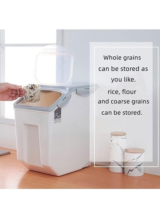 RollsTimi  Rice Storage Container,15KG Sealed Grain Box Moistureproof Flour Food Storage Container Kitchen Storage Box - Image 1