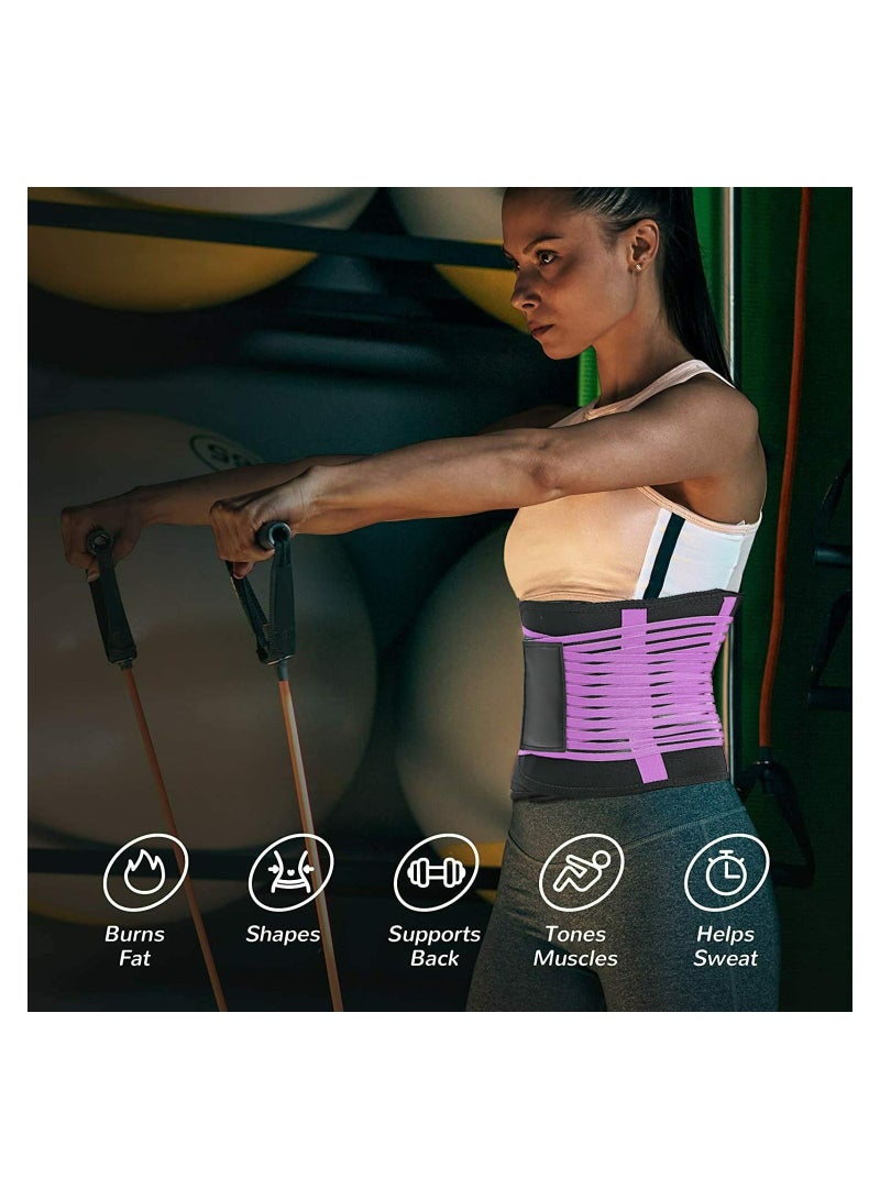 SOLARAE Waist Trainer for Women Men Waist Trimmer Cincher with Dual Belly Band Adjustable Body Shaper Weight Loss Waist Tummy Cincher Slimming Sauna Sweat Belt Fitness Workout Gym XL - Image 2