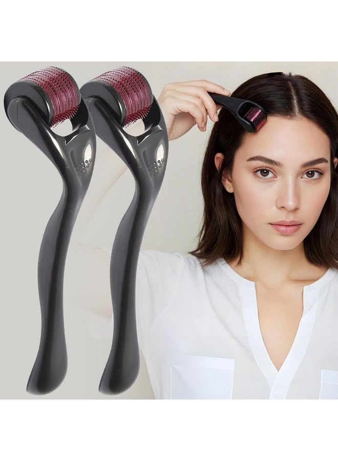 (Pack of 2) Derma Roller 0.5mm Titanium Needles | Hair Regrowth For Men & Women | Roller Kit For Head & Beard | Derma Roller For Face, Acne, Scars, & Skin Agening With Transformation Guide - Image 1