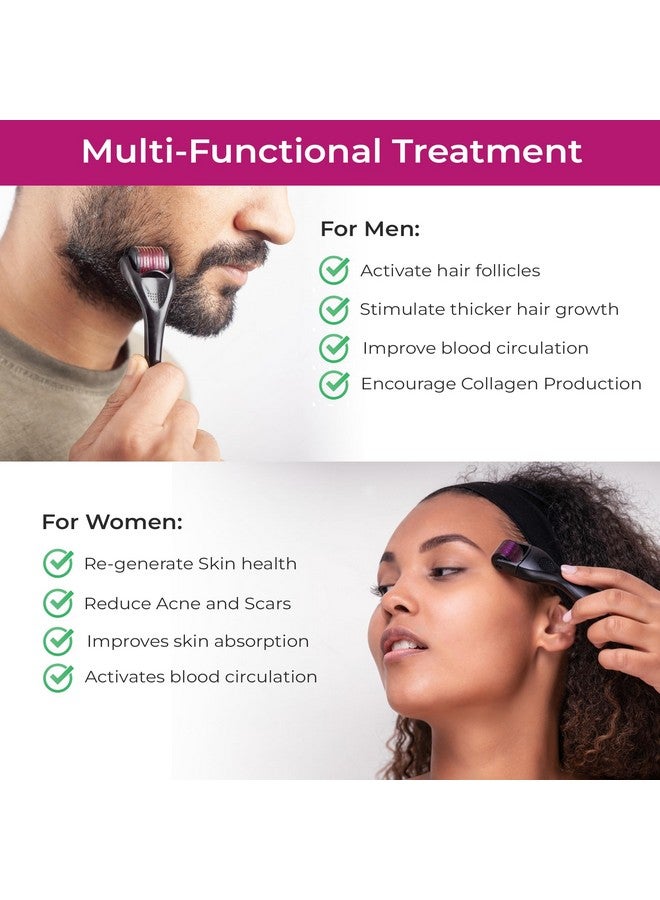 (Pack of 2) Derma Roller 0.5mm Titanium Needles | Hair Regrowth For Men & Women | Roller Kit For Head & Beard | Derma Roller For Face, Acne, Scars, & Skin Agening With Transformation Guide - Image 4