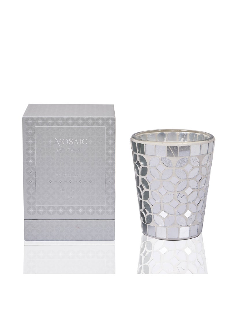 Candle jar 360g White sandalwood fragrance in silver 