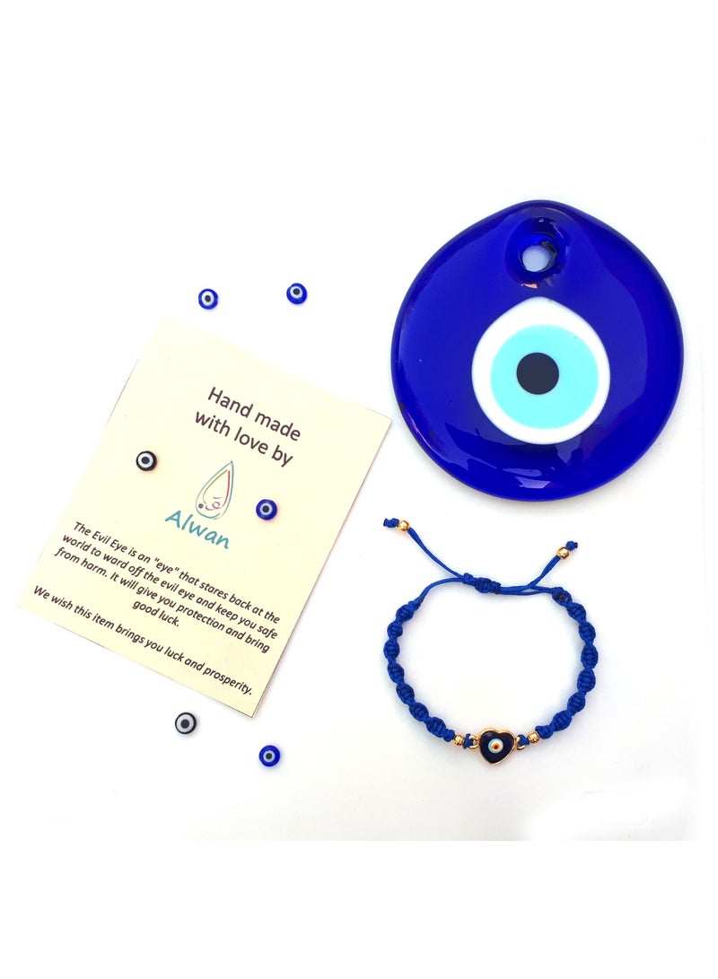 Alwan Hand Knitted Adjustable String Bracelet with an Evil Eye Embedded Heart - Image 4