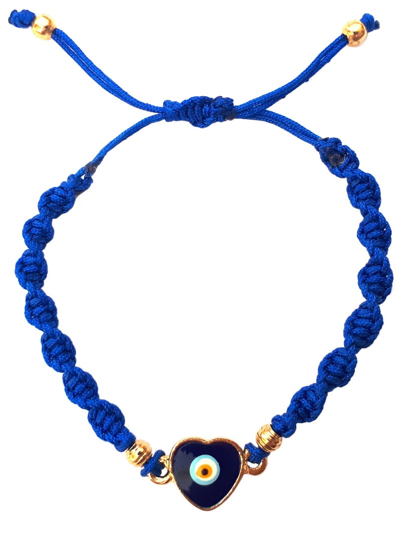 Alwan Hand Knitted Adjustable String Bracelet with an Evil Eye Embedded Heart - Image 1