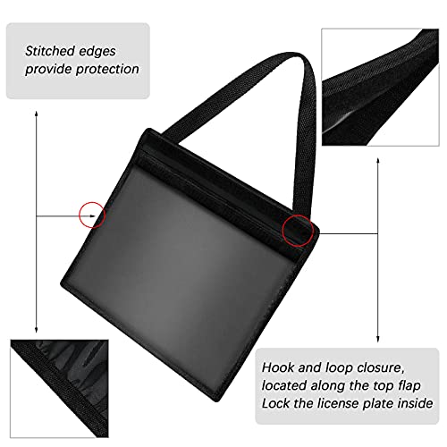 Frienda License Plate Holder with Hanging Strap Dealer Plate Holder Test Drive Tag Bag Black Frame Cover and Bracket for Car SUV Truck - Image 3