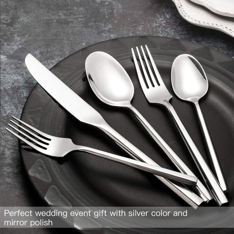 Kelenfer Silverware Set Flatware Set Stainless Steel Cutlery Set 20 Piece With Hexagon Handle Wedding Gift Home Hotel Use Service For 4 - Image 4