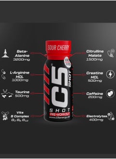 C5 EXTREME C5 SHOT Pre-Workout Drink | 80ml Liquid Energy Shot | 200mg Caffeine, Beta-Alanine, Creatine, Citrulline | Sugar Free | Zero Calories (Pack of 12, Sour Cherry)  - Image 3