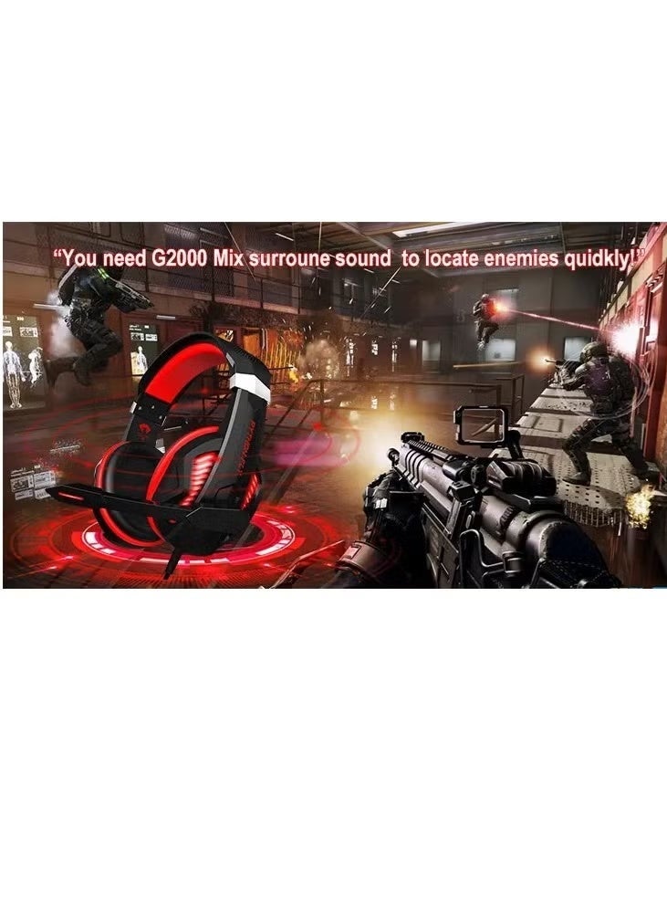 G2000 MIX Wired Over Ear Gaming Headphones 7.1 Surround Sound Noise Isolating 120-degree Adjustable Mic 40mm Driver - for PC, PS5, Xbox, Mobiles, Tablets, Laptops - Image 3