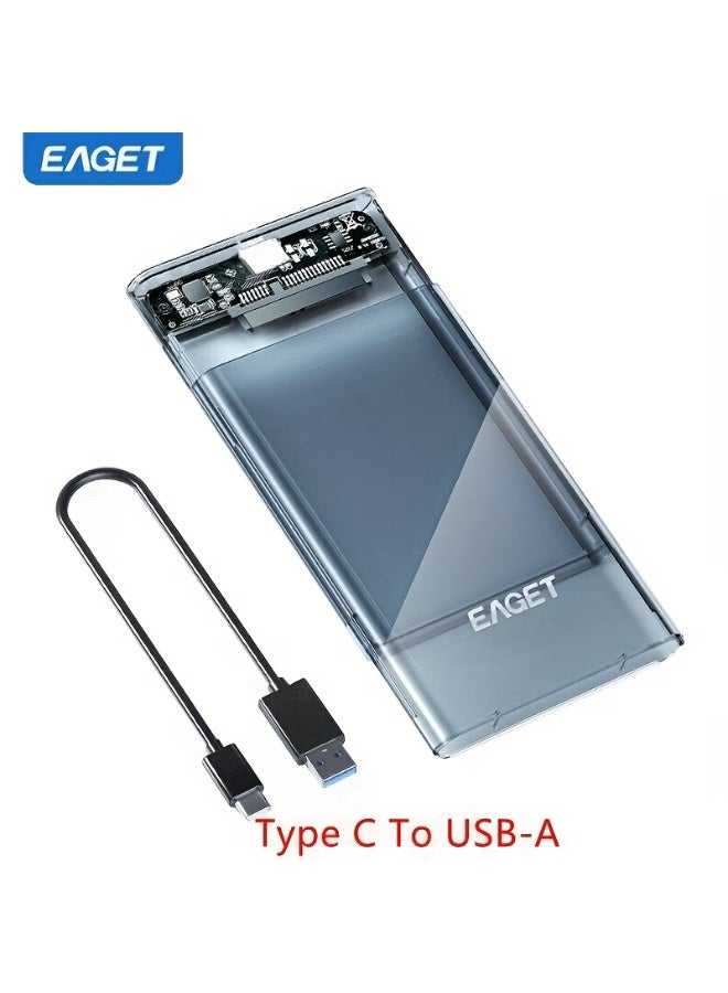 EAGET 6.35cm SATA to USB 3.0 External Hard Drive Enclosure - No Tools Required, Transparent Case for 7Mm/9.5Mm HDD & SSD, Compact Design, Easy Installation, Quick Data Transfer, Compatible (HDD Not Included) - Image 1