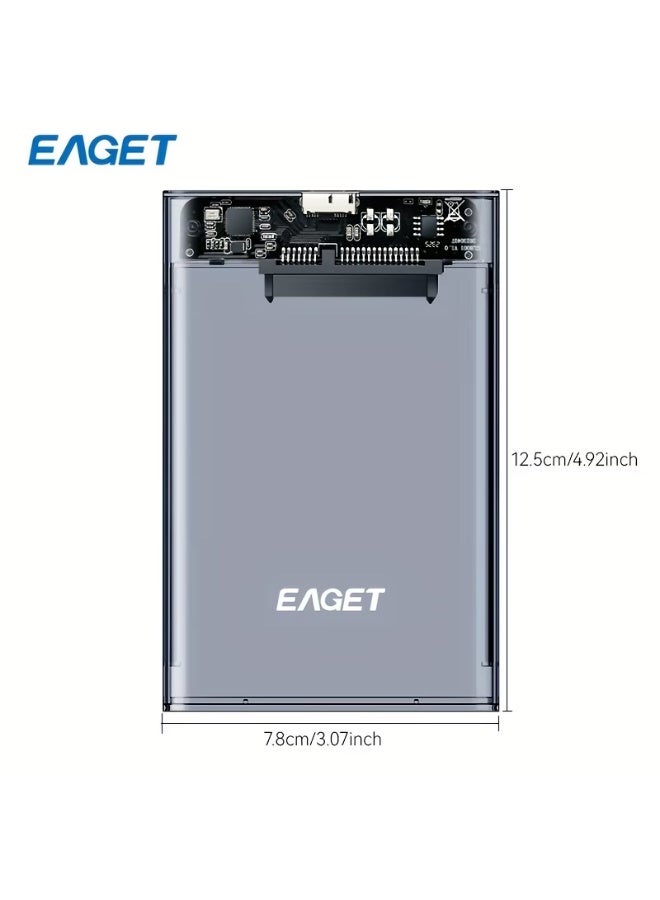 EAGET 6.35cm SATA to USB 3.0 External Hard Drive Enclosure - No Tools Required, Transparent Case for 7Mm/9.5Mm HDD & SSD, Compact Design, Easy Installation, Quick Data Transfer, Compatible (HDD Not Included) - Image 2