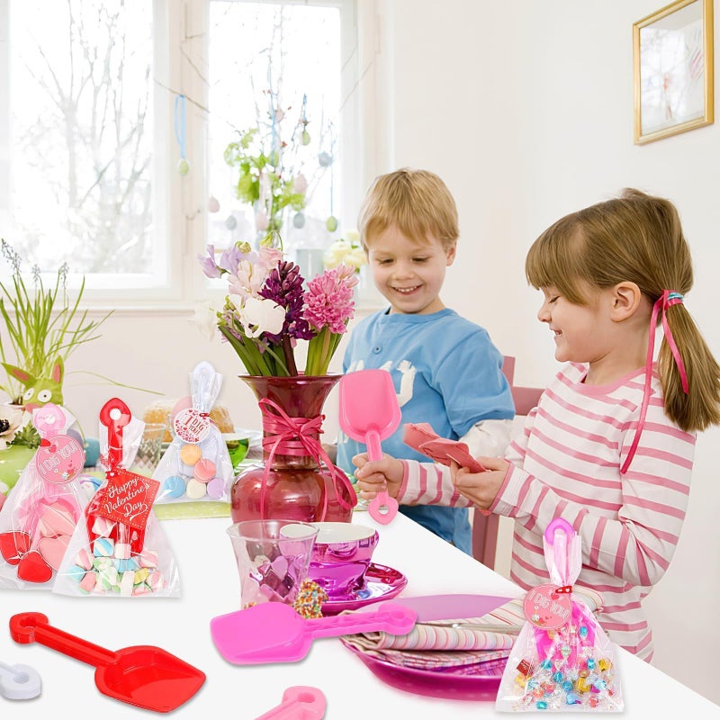 DTOFOOT 108 Pcs Valentine's Day Gift Bulk 24 Pack Plastic Shovels with I DIG You Cards Stickers Valentines Gift Candy Bags with Ribbon Valentine's Party Favors Supplies Classroom Exchange Prizes - Image 4