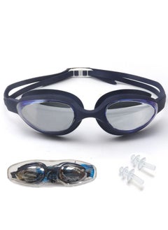 Dolphin G-102 Anti-Fog Swim Goggles Mirror Lens With Box & Ear Plugs, Dark Blue 