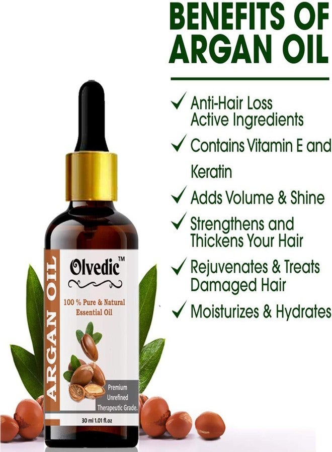Olvedic Argan Oil, Cold Pressed Organic, for Hair, Skin & Anti-Ageing Face Care30 ml - Image 3