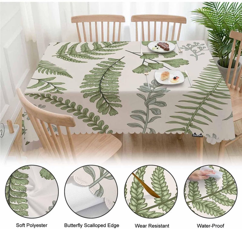 Beabes Leaves Dinner Tablecloth Table Cover Floral Leaves Ferns Green Tablecloths 52x70 Inch Table Cloth DustProof Table Cover Protector for Home Restaurant Picnic Camping BBQ - Image 4