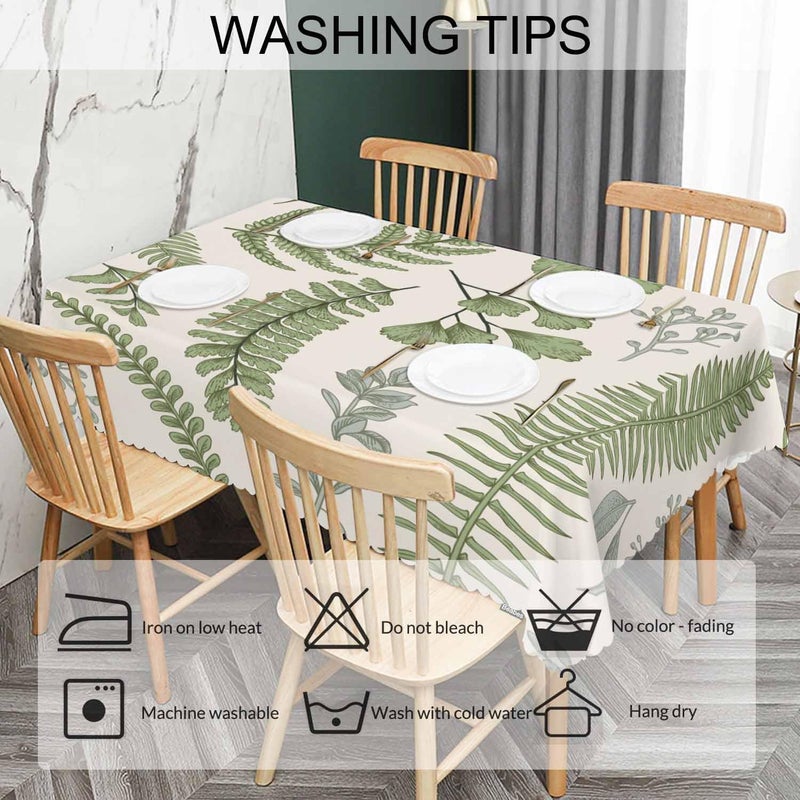 Beabes Leaves Dinner Tablecloth Table Cover Floral Leaves Ferns Green Tablecloths 52x70 Inch Table Cloth DustProof Table Cover Protector for Home Restaurant Picnic Camping BBQ - Image 5