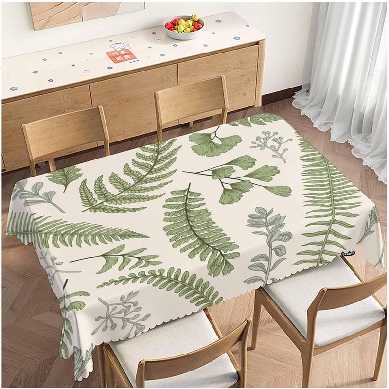 Beabes Leaves Dinner Tablecloth Table Cover Floral Leaves Ferns Green Tablecloths 52x70 Inch Table Cloth DustProof Table Cover Protector for Home Restaurant Picnic Camping BBQ - Image 1