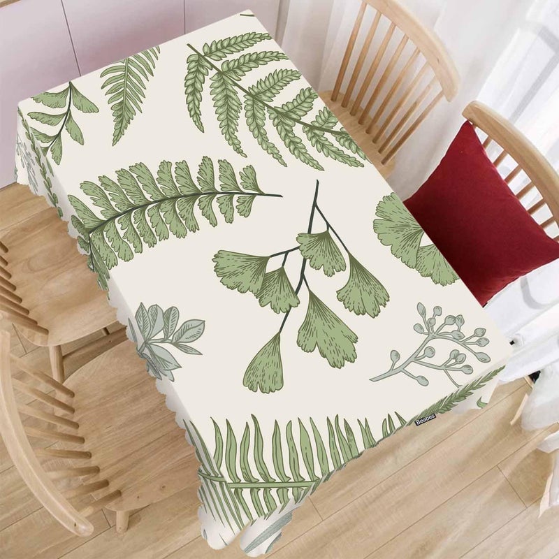 Beabes Leaves Dinner Tablecloth Table Cover Floral Leaves Ferns Green Tablecloths 52x70 Inch Table Cloth DustProof Table Cover Protector for Home Restaurant Picnic Camping BBQ - Image 2