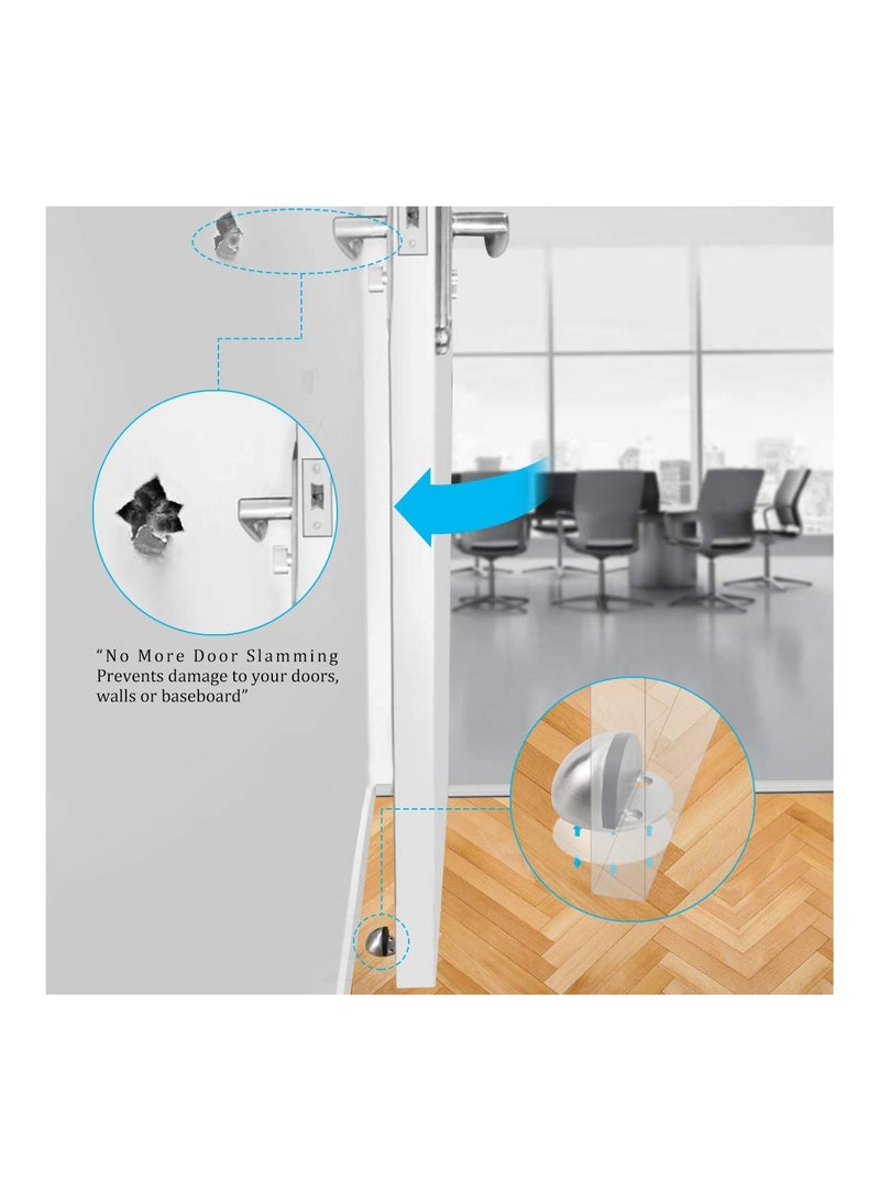 Zikra Stainless Steel Half Dome Floor Door Stopper, 3M Adhesive Door Holder Door Stop, Snowboard Hanger, No Need to Drill Floor Door Stop, Door Stopper Set with Rubber Bumper - Image 3