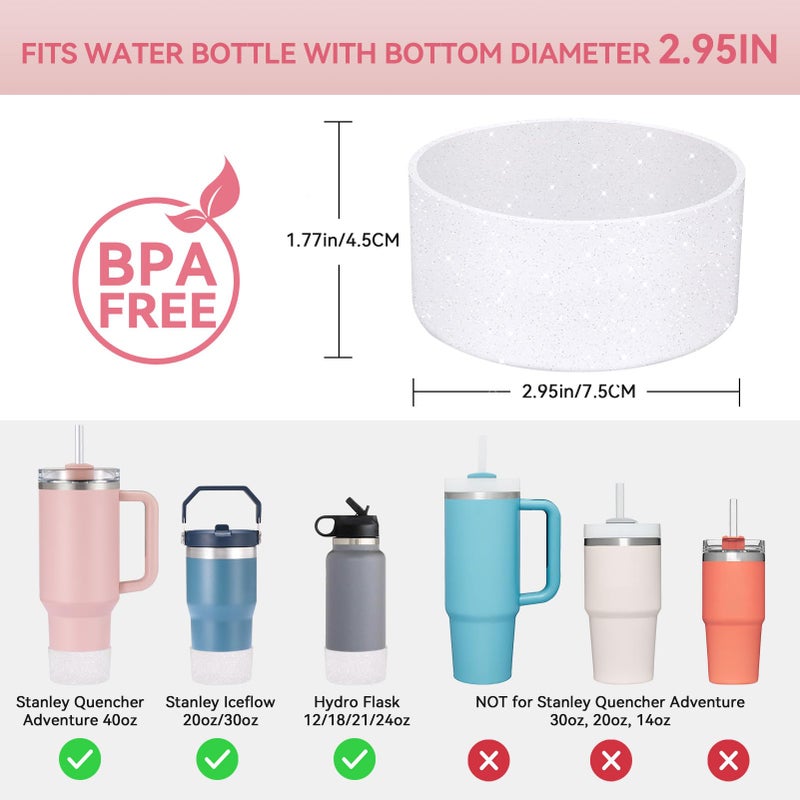 PICcircuit 2PCS for Stanley Boot, Silicone Bottom for Quencher Adventure 40oz 30oz IceFlow 20oz 30oz Bottle&for Hydroflask Tumbler 12-24oz for Stanley Cup Accessories Avoid Scratches&Noise - Image 2