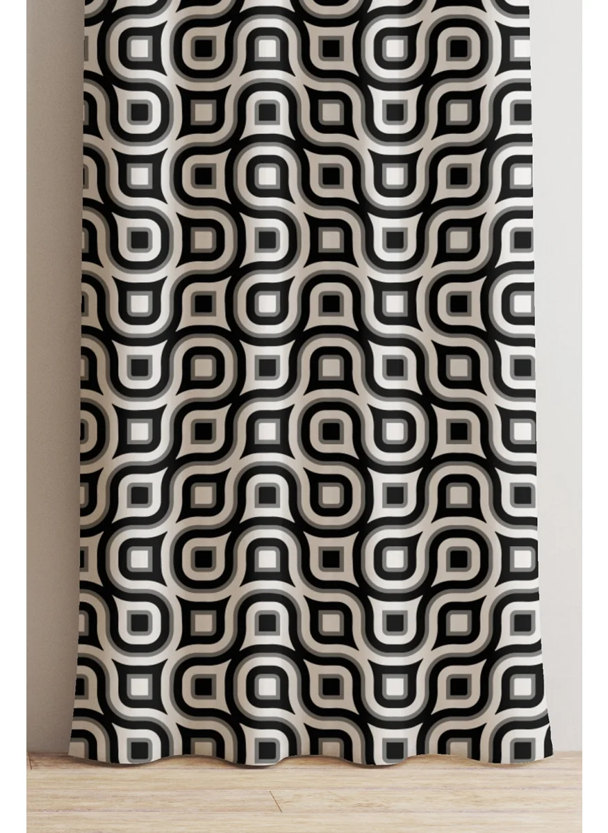 Ays Home Geometric Pattern Black and White Background Curtain.
