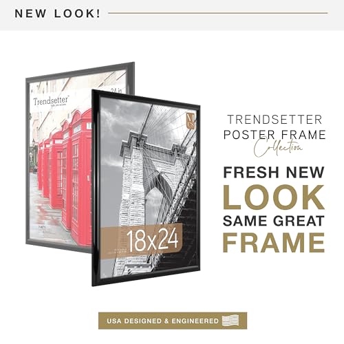 MCS Trendsetter 18x24 Poster Frame Black High-Gloss, Vertical & Horizontal Wall Hanging Large Picture Frame for Photos, Posters & Art Prints (2-Pack) - Image 2