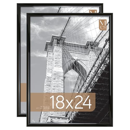 MCS Trendsetter 18x24 Poster Frame Black High-Gloss, Vertical & Horizontal Wall Hanging Large Picture Frame for Photos, Posters & Art Prints (2-Pack) - Image 1